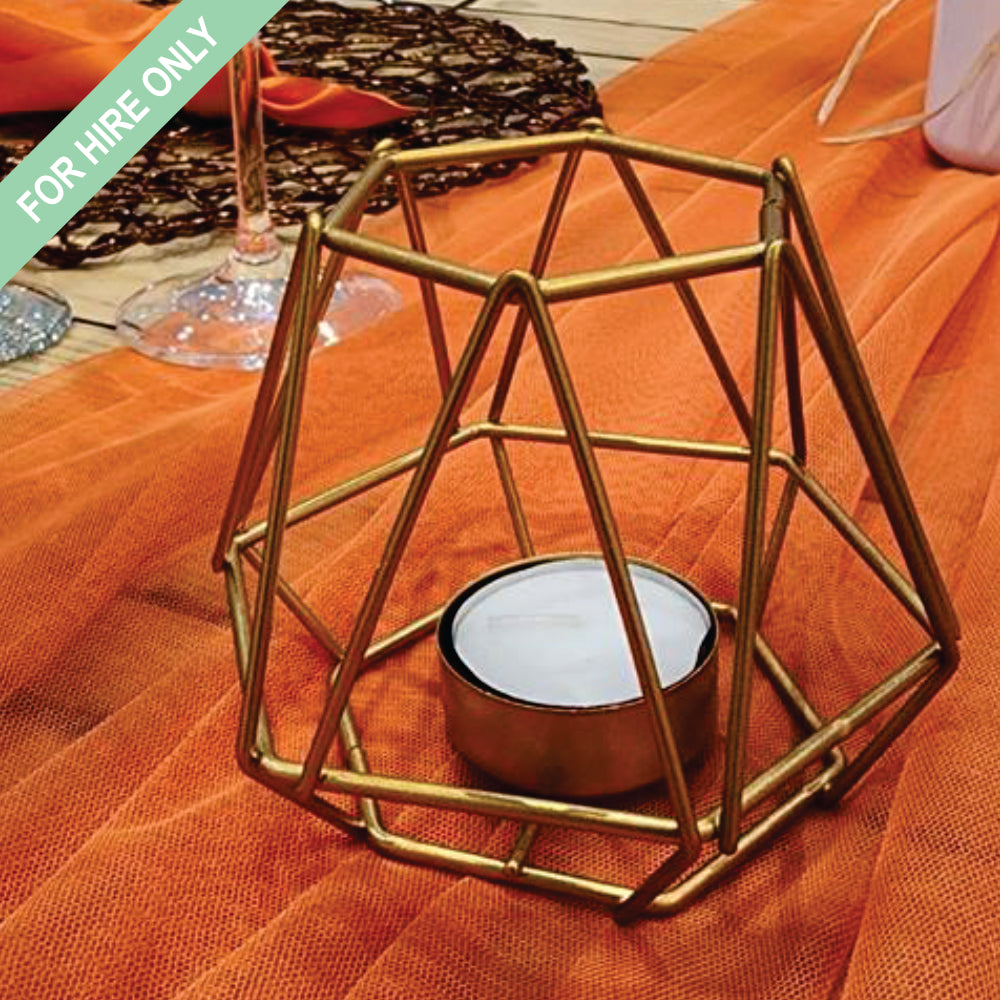 Candle Holder (Dark Gold Gold Geometric Triangular Small) - HIRE