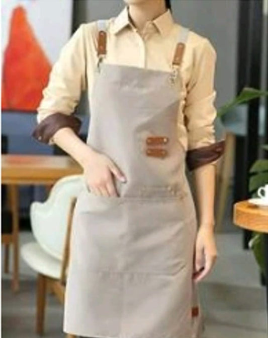 Khaki with leather trim apron