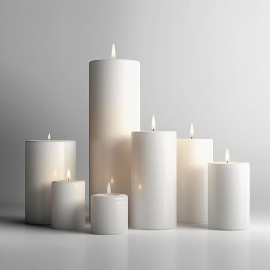 White Pillar Candles Various Sizes